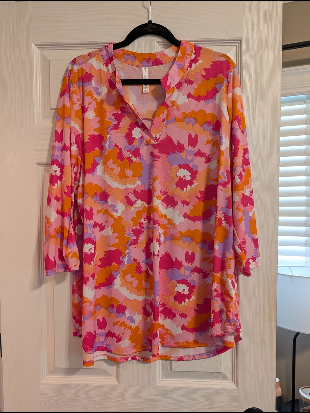 Dear Scarlett Vibrant Pink Multi Color Tunic Top Size 2xl